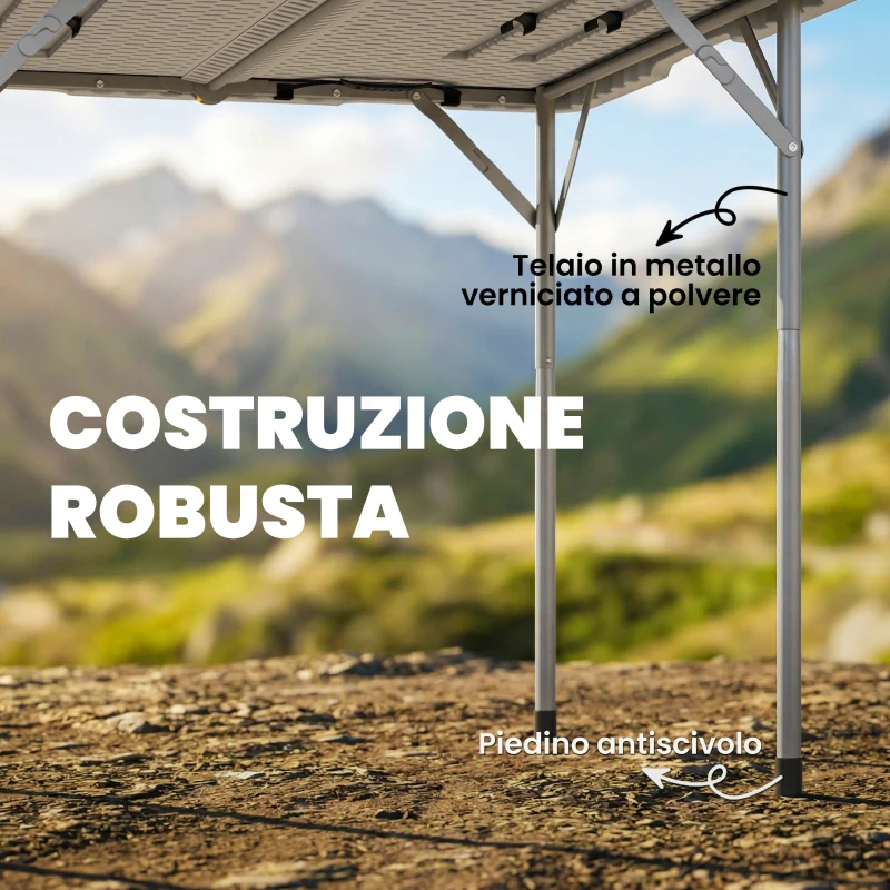 Outsunny Tavolo da Campeggio Pieghevole Quadrato, in Metallo e HDPE, 86x86x74 cm, Bianco