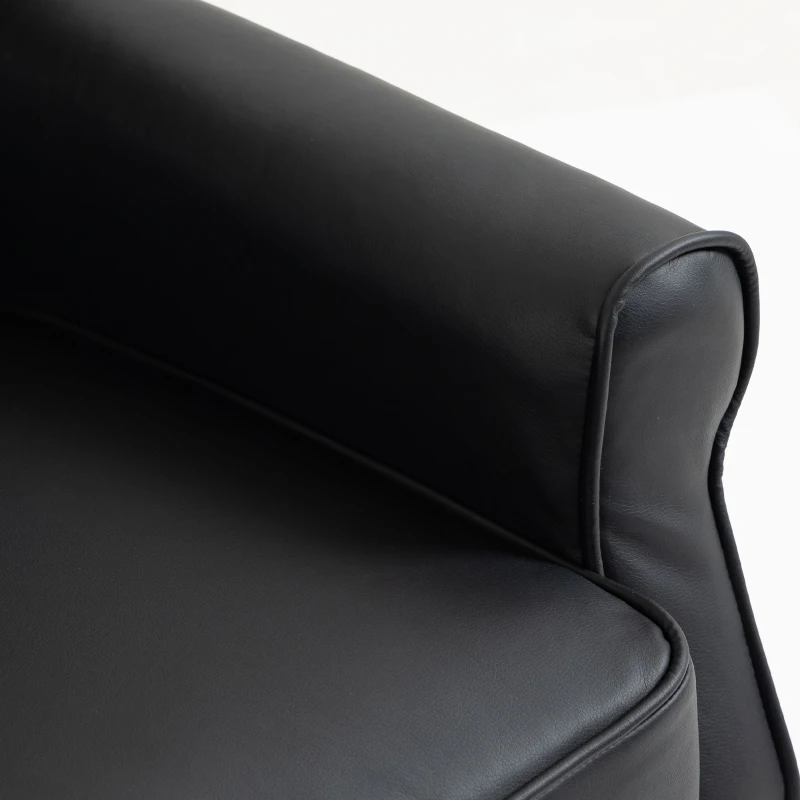 HOMCOM Sillón para Dormitorio en Piel PU con Asiento Amplio Reposabrazos y Patas de Madera de Eucalipto Negro