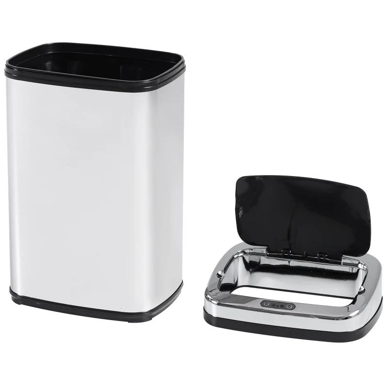 HOMCOM vuilnisemmer rvs automatische sensor 30 l afvalemmer IR-sensor (vierkant) 30 l/ vierkant met/zonder binnenemmer rond vierkant 30 l / 50 l (30 l/vierkant)(m-8)