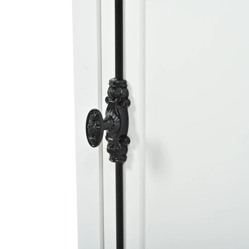 Vitrine alta com iluminação LED, grande espaço de arrumação com 3 prateleiras de vidro, 1 gaveta e 2 portas, 55x40x200 cm, Branco