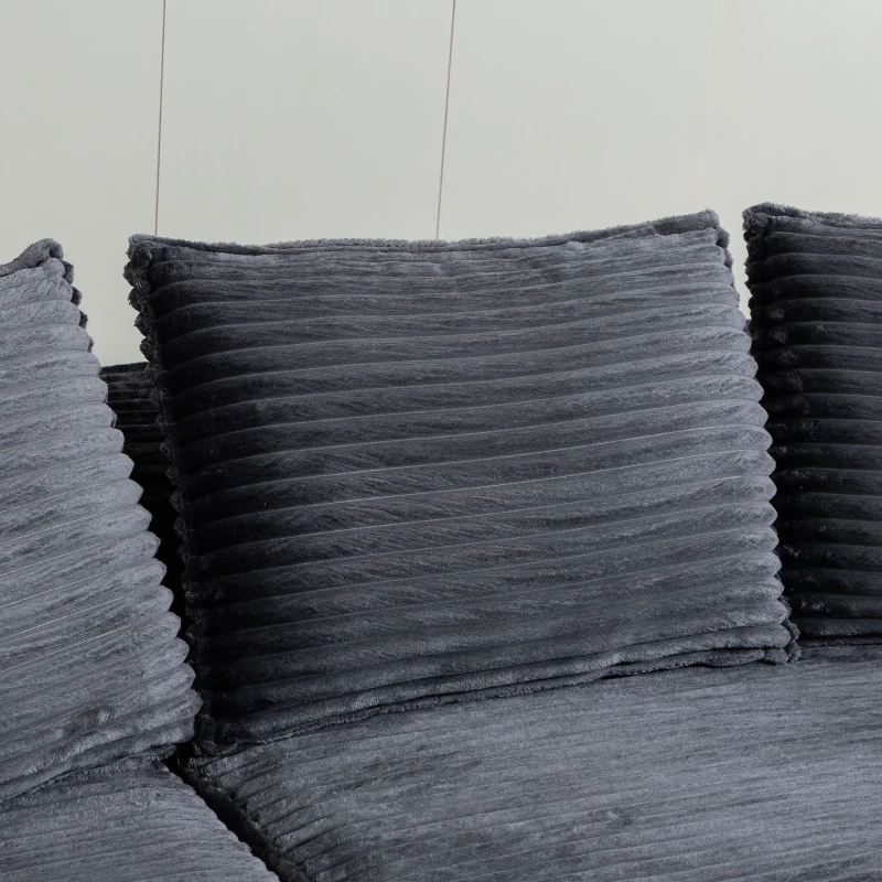Bogesofa imbottito con portabicchieri su entrambi i lati, cuscini e tasca laterale, 250x152x82 cm, grigio scuro