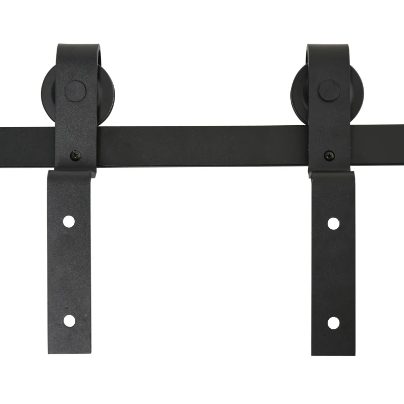 HOMCOM Schuifdeursysteem looprail schuifdeurbeslag houten schuifdeur 9 zwarte accessoires(m-7)
