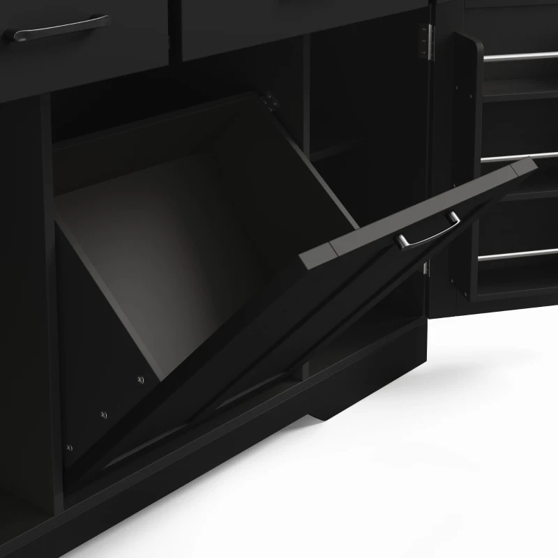 Ilha de cozinha móvel com tampo rebatível, rodízios com travão 360°, para 2–4 pessoas, 120x70x87 cm, Preto