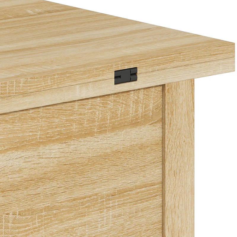 HOMCOM Mesa de centro elevável e extensível mesa de sala com compartimento oculto prateleira aberta 100x45x50,5cm madeira natural