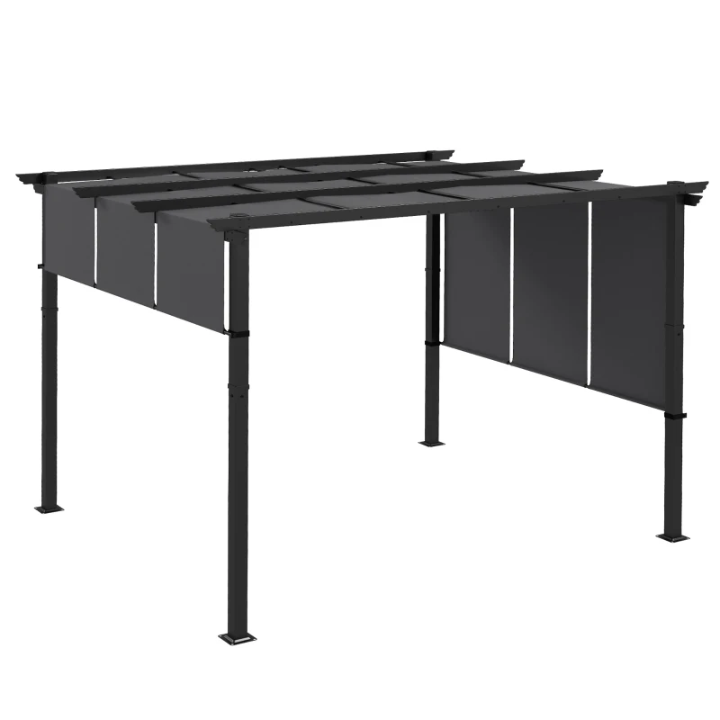 Outsunny Markise Sonnenschutz. Pergola, wetterbeständig,  inkl. Befestigungsmaterial, 3 x 3,5 m, Dunkelgrau