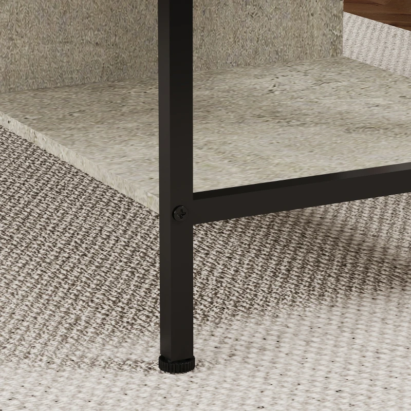 HOMCOM Mesa de centro elevável e extensível, mesa de sala com compartimento escondido prateleiras abertas, 98x49x55cm, cinza