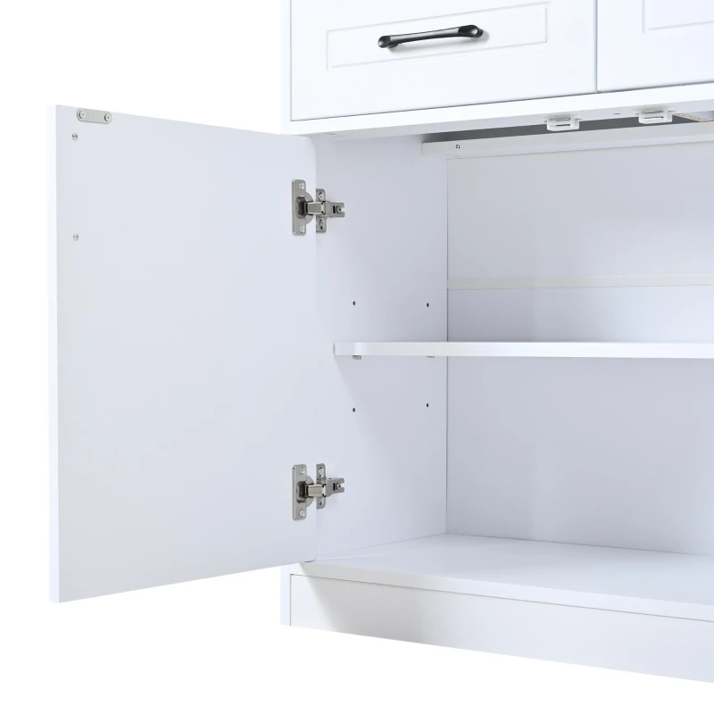 Madia portaoggetti con 3 cassetti e 3 ante a righe con ripiani regolabili, 120x35x80 cm, Bianco
