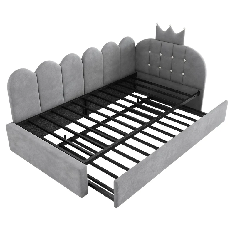 Divano letto 90x200 cm con letto estraibile, angolare e reversibile, 203x98x95 cm, Grigio
