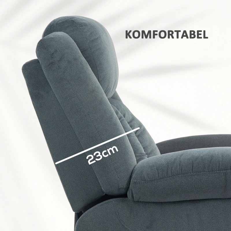 HOMCOM Opsta-stoel met zachte bekleding, elektrisch verstelbare relaxstoel met afstandsbediening en zijvakken, grijs