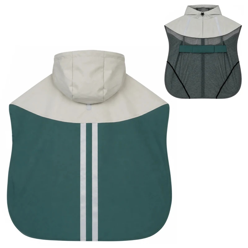 PawHut Imperméable pour Chien avec Capuche, Bandes Réfléchissantes, Ouverture pour Laisse, 110x72x0,5cm, Vert