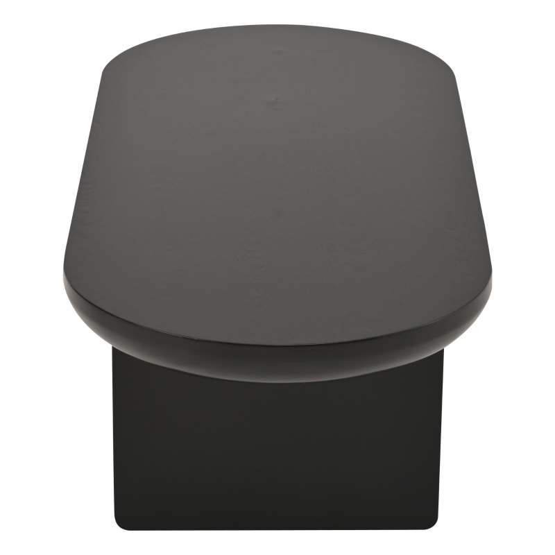 Table basse moderne minimaliste avec plateau ovale, deux pieds carrés avec patins en feutre antidérapants, 119,7x49,8x35,5 cm, Noir
