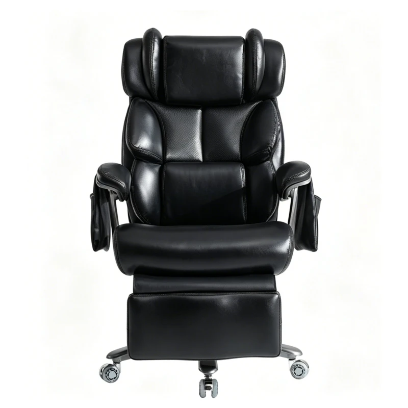 Sedia da ufficio ergonomica, massaggiante e riscaldante con poggiapiedi estraibile e schienale regolabile, 85.5x76.5x121.5 cm, Nero