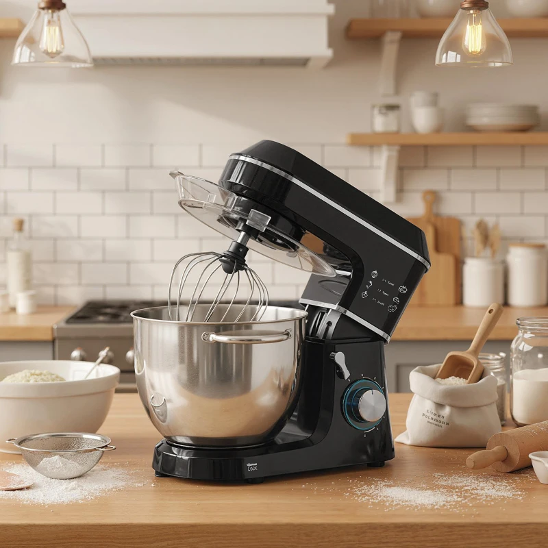 HOMCOM Küchenmaschine Knetmaschine mit 7L Edelstahlschüssel 1400W mit Kippkopf, Knethaken, Schneebesen, Rührbesen