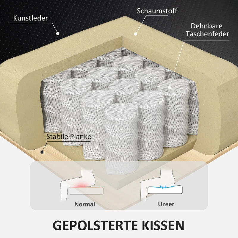 HOMCOM Relaxstoel met Voetenbank, Verstelbare Stoel, Kunstleer, Polsterstoel met Klapbare Rugleuning, Zwart