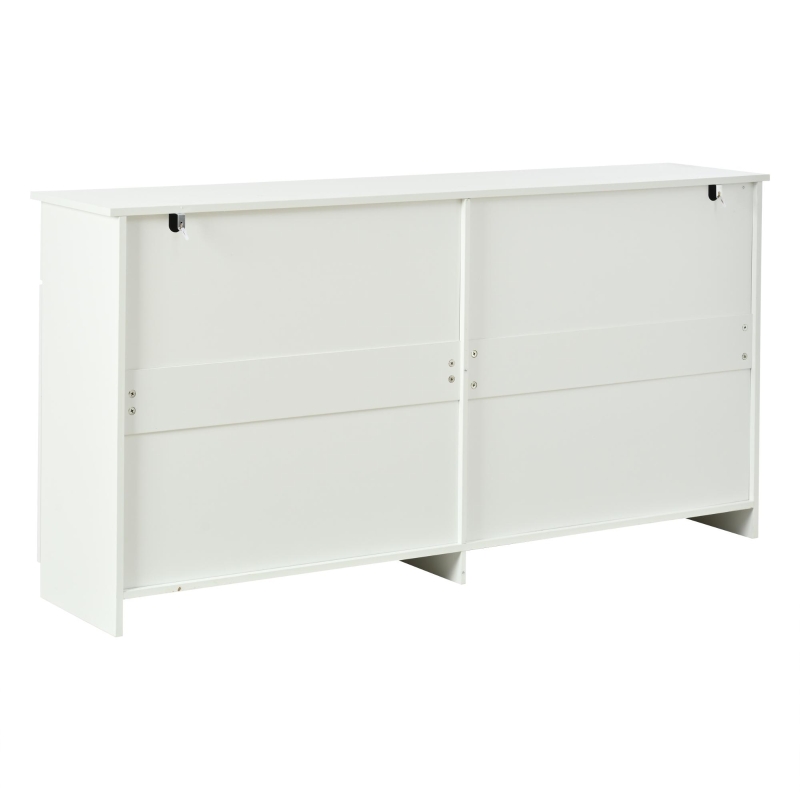 Aparador com 4 gavetas e 4 portas, muito espaço de arrumação e ampla superfície de trabalho, 4 prateleiras, 160x35x80 cm, Branco