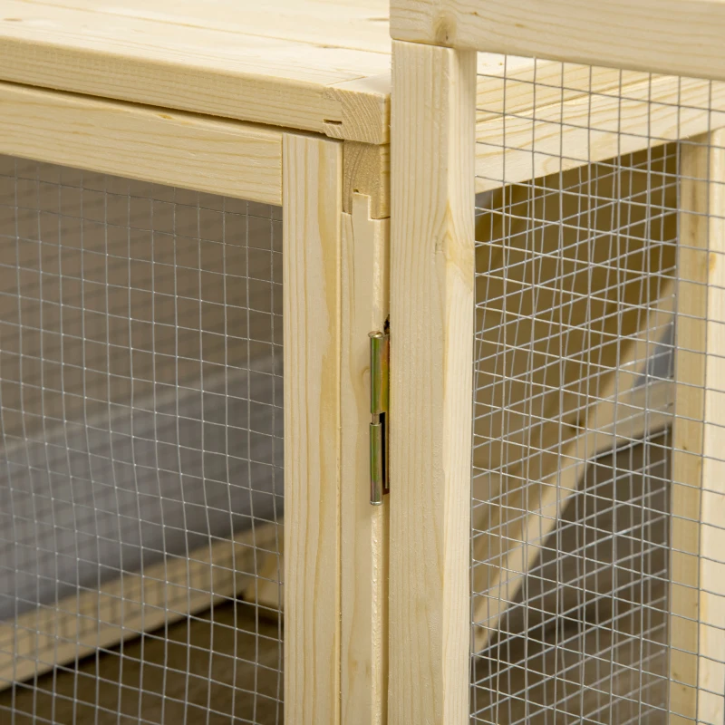 PawHut Konijnenhok met 1 Trap, 1 Nestkast, 1 Bodemlade, 151,5 x 106 x 97 cm