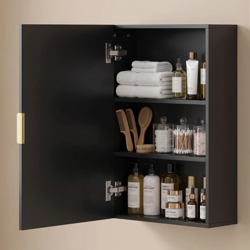 kleankin Wandschrank fürs Badezimmer, Medizinschrank wandhängendes Aufbewahrungsmöbel mit verstellbarem Regal