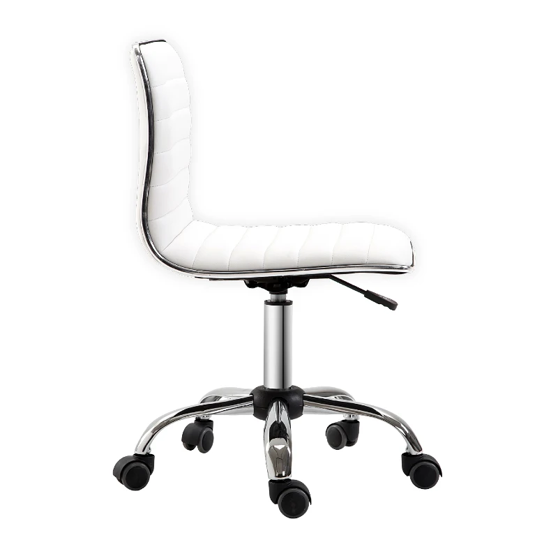 HOMCOM Draaistoel, Hoogteverstelbaar 43-55 cm, Tot 120 kg, Leerlook, Wit(m-7)