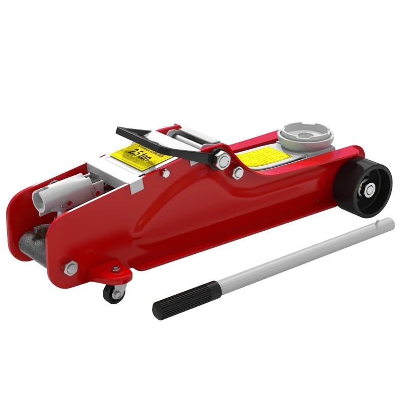 HOMCOM Wagenheber, 8-38 cm Höhe, 2,5 Tonnen Tragfähigkeit, Stahl, rollbar, Rot