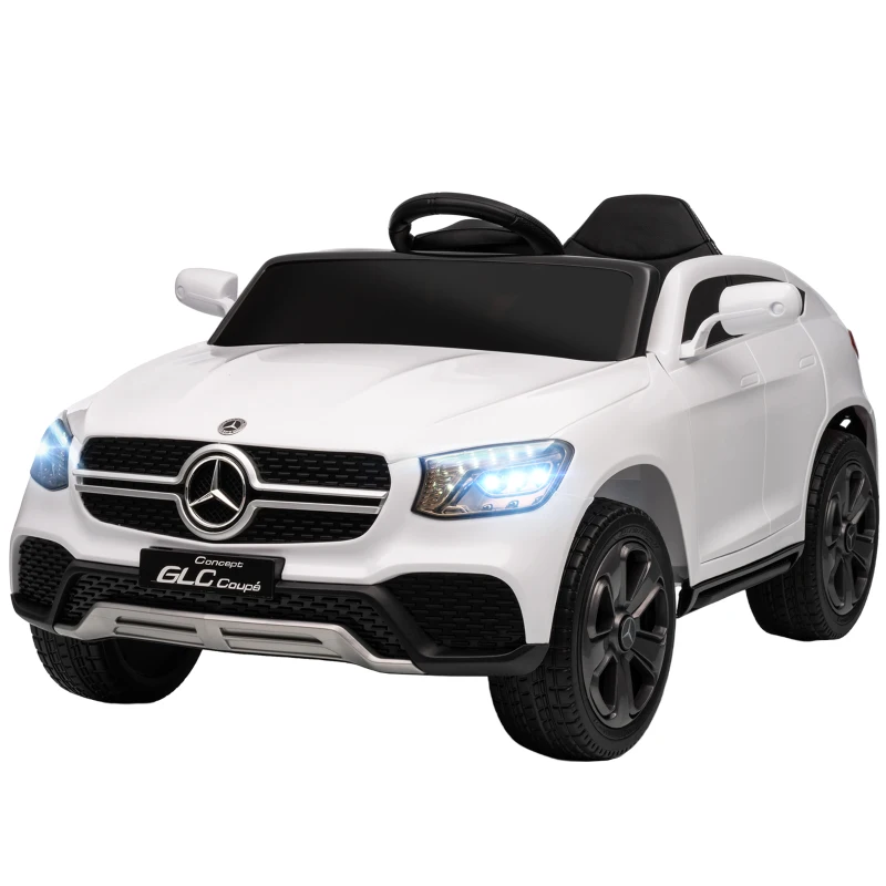AIYAPLAY Elektroauto für Kinder, 12V Kinderauto mit Fernbedienung, LED-Lichter, Musik, 3 Geschwindigkeiten, 3-6 Jahre, Weiß