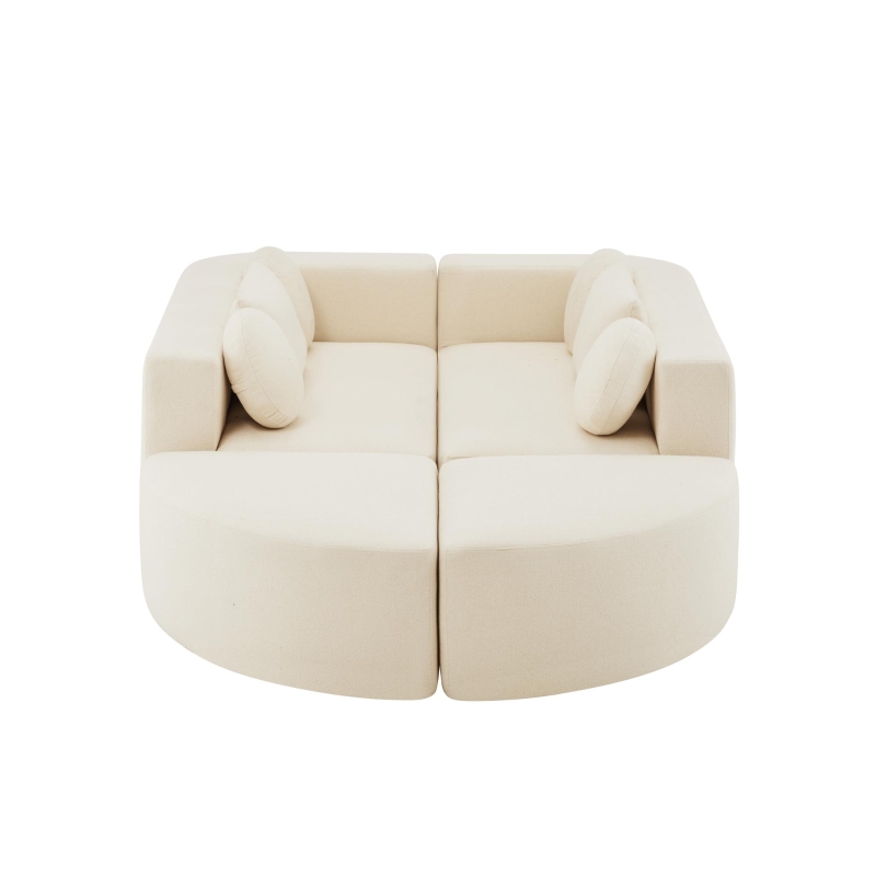Canapé modulaire avec fonction couchage, mousse haute résilience et ressorts ensachés, 292x165x68 cm, Beige