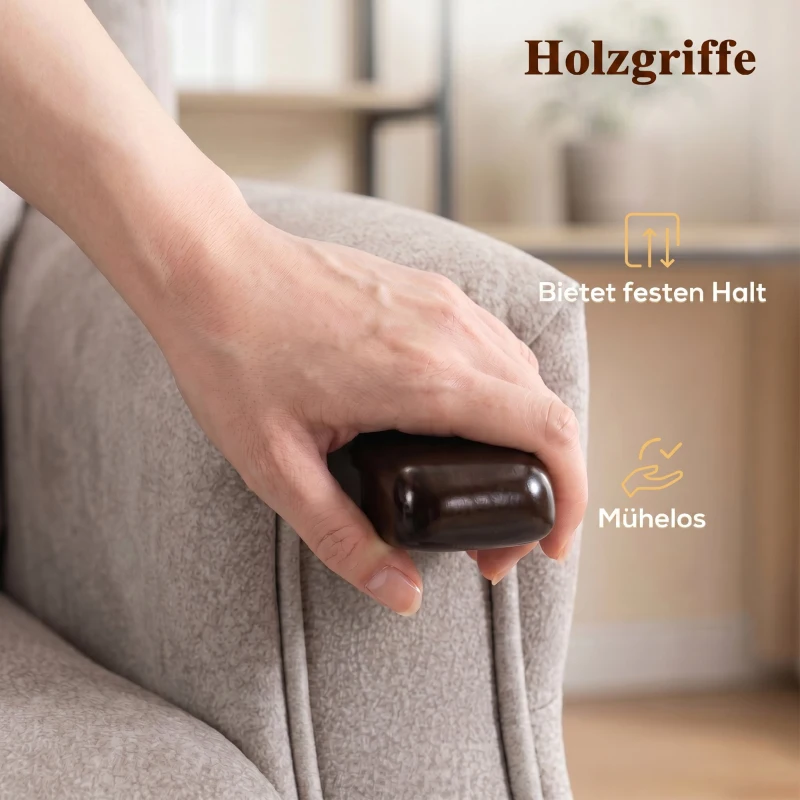 HOMCOM Fernsehsessel mit Aufstehhilfe Elektrisch Relaxsessel mit Vibrationsmassage, Wärme und Liegefunktion, Hellgrau