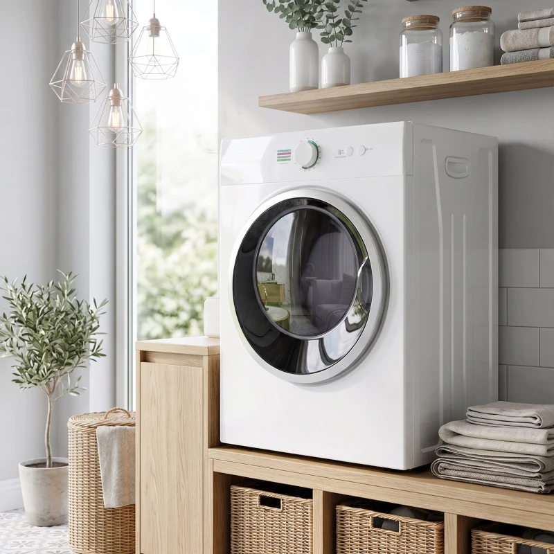 HOMCOM Mini Asciugatrice da 3kg, 1020W con Riscaldamento PTC e Timer, 49x47x70 cm, Bianco