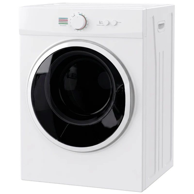 HOMCOM Mini Asciugatrice da 3kg, 1020W con Riscaldamento PTC e Timer, 49x47x70 cm, Bianco