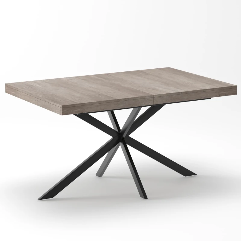 Tavolo da pranzo allungabile per 4-6 persone con spazio a scomparsa ed estensione scorrevole, 160x80x76 cm, Grigio