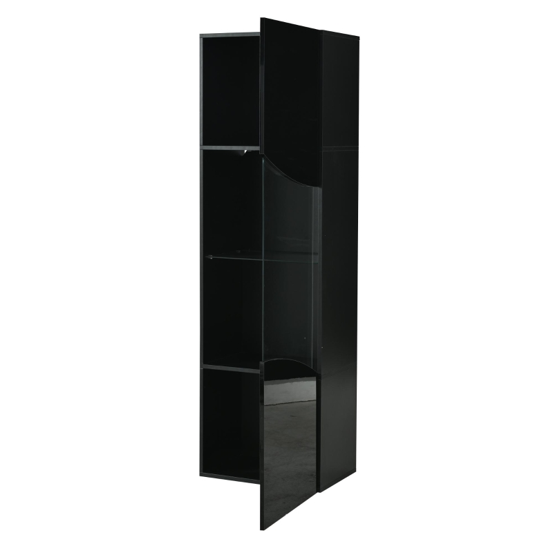 Vitrine para sala de estar, design estreito e alto com amplo espaço de arrumação, 35x50x165 cm, Preto