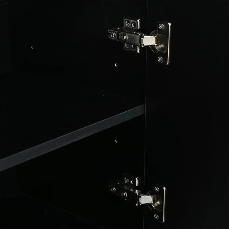 Aparador para sala de estar, armário de arrumação largo de três portas, design minimalista moderno, 35x160x60 cm, Preto