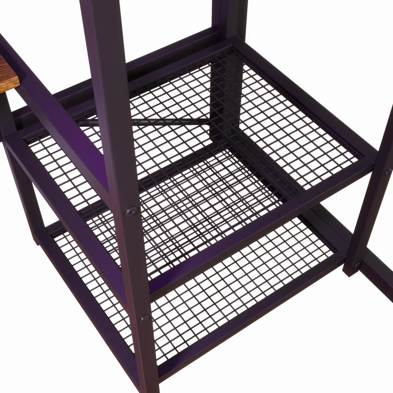 Cama alta para colchão 90×200 cm, com arrumação e espaço aberto por baixo da cama, sem colchão, 204x131,5x180 cm, Preto