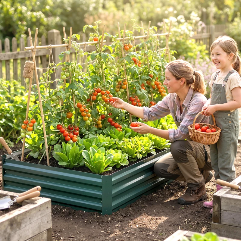 Outsunny Carré Potager en Métal Modulable - Potager Surélevé 241x90,5x30cm en Acier Galvanisé - Jardinière Extérieur Anti-Rouille pour Légumes et Fleurs, Vert Foncé