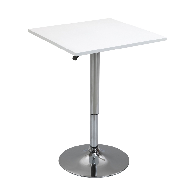 HOMCOM Verstelbare Bartafel, 360° draaibaar, krasbestendige voeten, stabiele metalen basis, Wit
