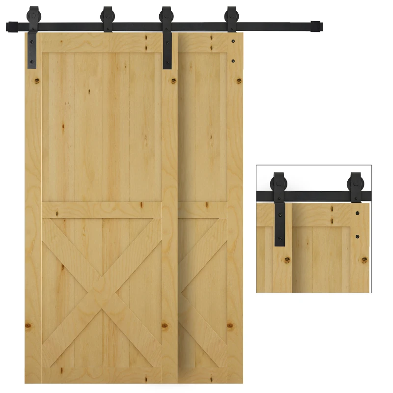 HOMCOM Schuifdeursysteem looprail schuifdeurbeslag houten schuifdeur 9 zwarte accessoires(m-10)