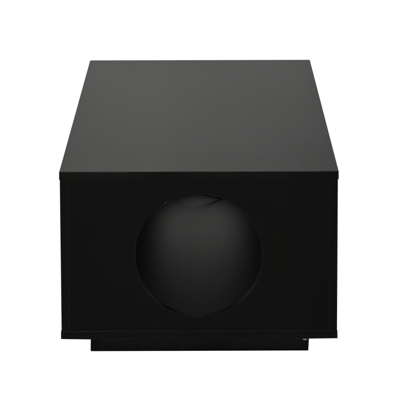 Tavolino da salotto con illuminazione LED, spazio portaoggetti e foro passacavi, 100x50x35 cm, Nero