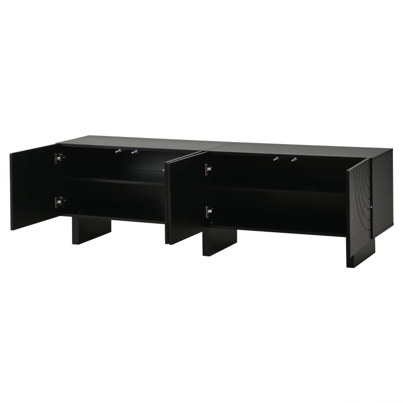 Mobile TV basso e moderno, adatto per TV fino a 75 pollici, 180x40x55 cm, Nero
