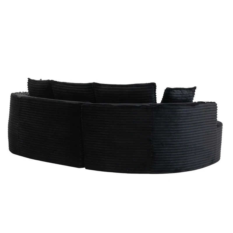 Bogesofa imbottito con portabicchieri su entrambi i lati, cuscini e tasca laterale, 250x152x82 cm, Nero
