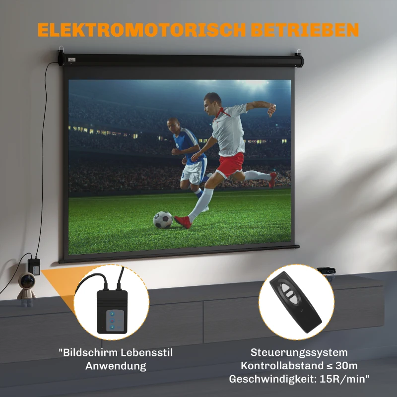 HOMCOM Projectiescherm, diag. 213,36 cm, 4:3, 171x130 cm, Zwart
