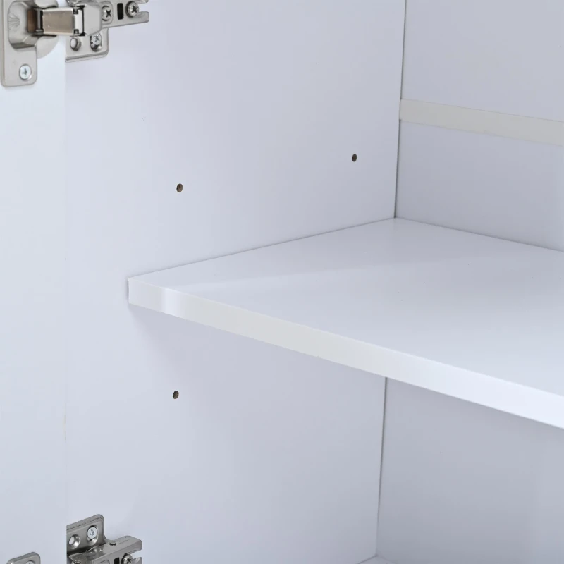 Aparador com muito espaço de arrumação, 3 gavetas e 3 portas com prateleiras ajustáveis, frente das portas com riscas, 120x35x80 cm, Branco