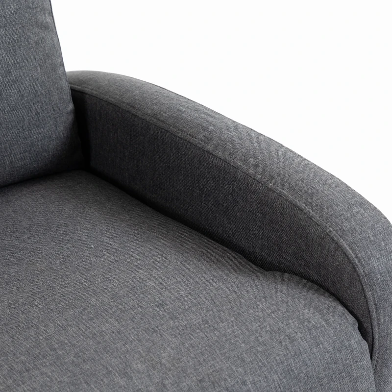 HOMCOM Sillón Relax Reclinable Manual 135° con Reposapiés en Tejido Efecto Lino Patas de Madera Gris Oscuro