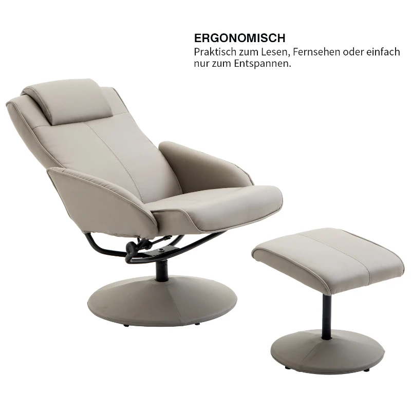 HOMCOM relaxstoel stoel tv-stoel met voetensteun stoel met armsteun 360° draaibaar gijs(m-7)