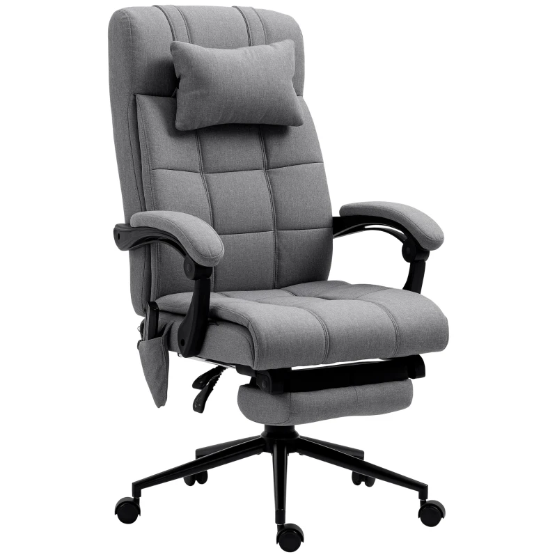 Vinsetto Ergonomische Bureaustoel met Massagefunctie, 66x76x112-120cm, Grijs(m-10)