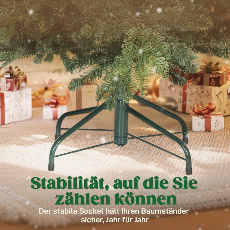 HOMCOM Kunstkerstboom met realistische takken, kunst-dennenboom met opvouwbare standaard, brandvertragend, kunststof, metaal, groen