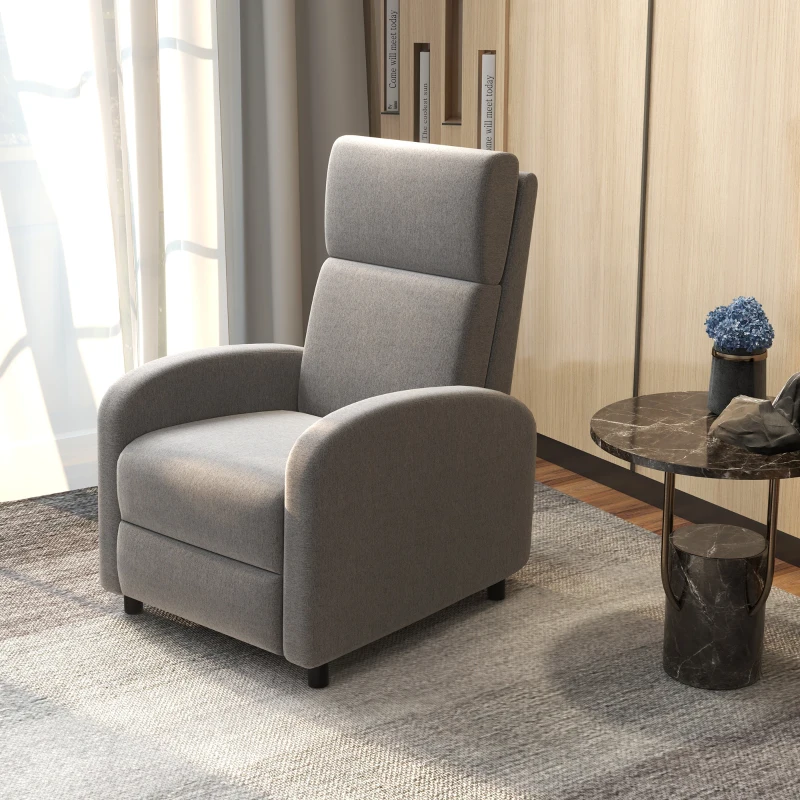 HOMCOM Relaxstoel TV-stoel, uitklapbare voetensteun, kantelbaar tot 160°, 64 x 86 x 102 cm, Grijs