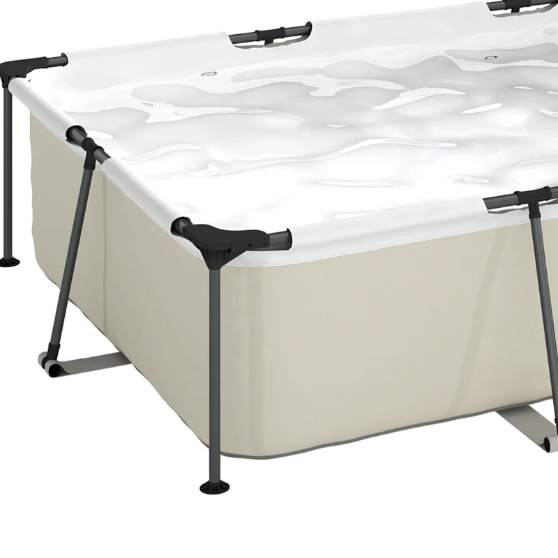 Outsunny Piscina Desmontable Tubular 316x238x66,5 cm 3700 L con Marco Metálico Parche de Reparación sin Depuradora Gris
