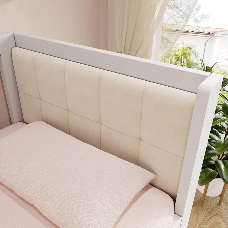 Cama de día con cama nido, sofá y cama de invitados que ahorra espacio, apta para colchones 90x190 cm, sin colchón, 201x95x74 cm, Blanco