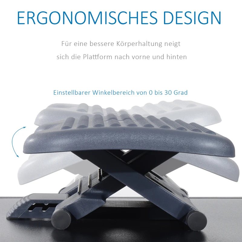 HOMCOM Ergonomische voetensteun voetenbank relax voetensteun kantoor hellingshoek in hoogte verstelbaar