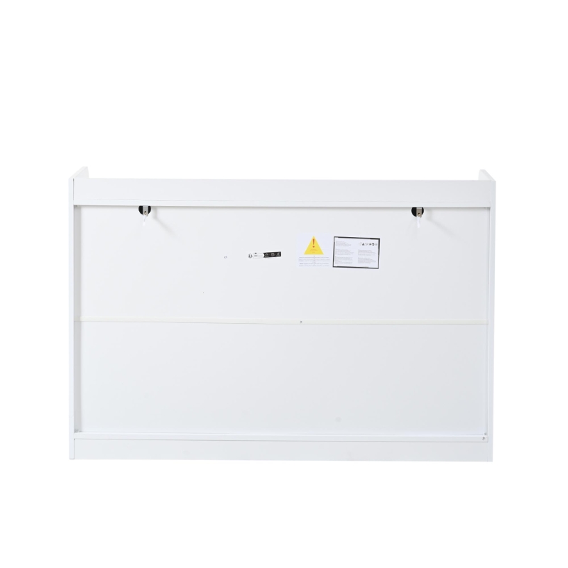 Aparador com muito espaço de arrumação, 3 gavetas e 3 portas com prateleiras ajustáveis, frente das portas com riscas, 120x35x80 cm, Branco