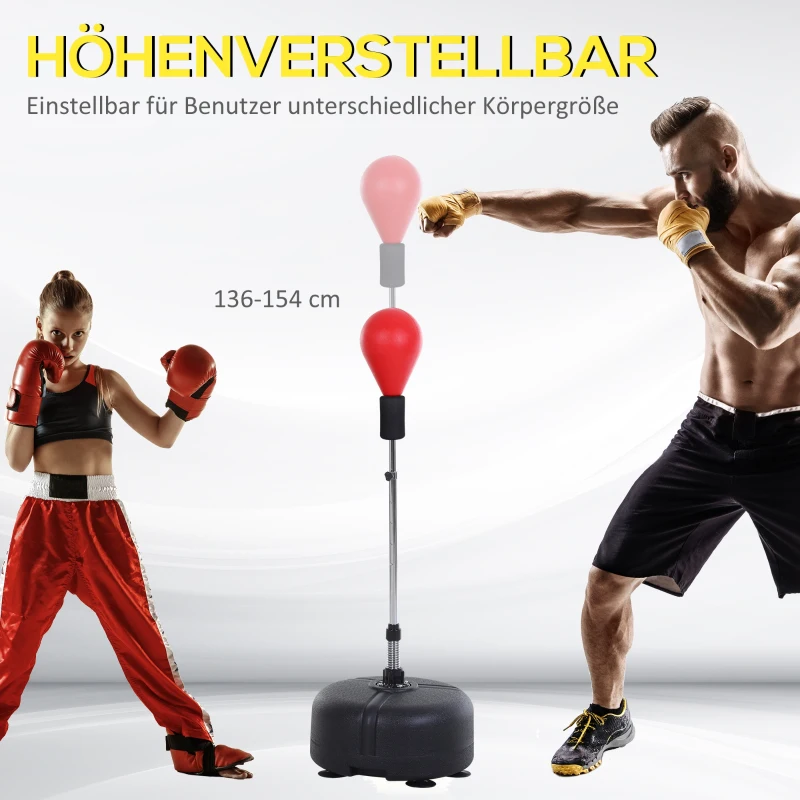 HOMCOM Boksbalset, 136-154 cm in hoogte verstelbaar, inclusief een paar handschoenen, Geschikt voor professionals en beginners